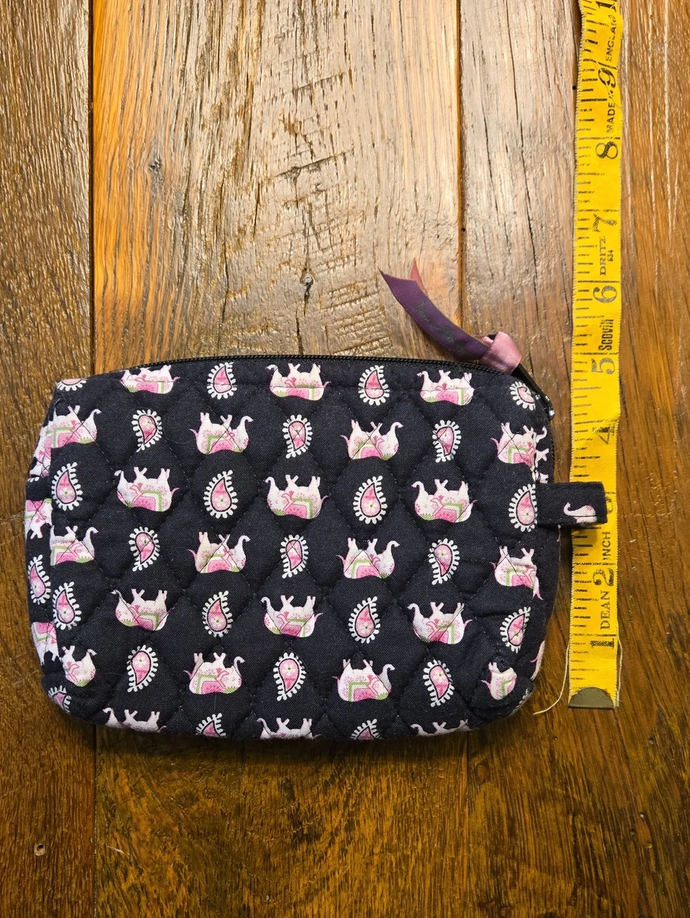 Vera Bradley Pink Elephants Small Cosmetic Case Retired VGC